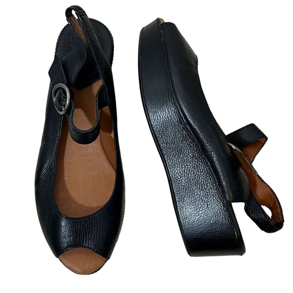Lucky Brand Leather Slingback Peep Toe Sandal size 9 Platform